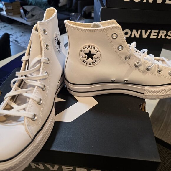 Converse All Star 561676C Platform Hi lift Leather White Mens Size 10 NEW - Picture 3 of 14